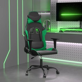 Cadeira gaming massagens couro artificial preto e verde