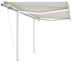 vidaXL Toldo automático LED e sensor de vento 3,5x2,5 m cor creme