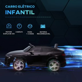 Carro Elétrico Audi E-Tron 12V com Faróis Buzina Música MP3 TF USB e Abertura da Porta 3-8km/h 108x60x47 cm Preto