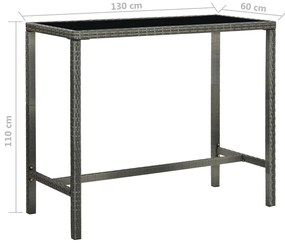 5 pcs conjunto de bar p/ jardim c/ almofadões vime PE cinzento