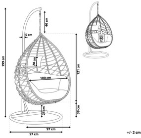 Cadeira suspensa em rattan cor natural e suporte  ARSITA Beliani