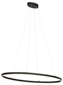 Candeeiro de suspensão design oval preto com LED regulável em 3 níveis - Ovallo