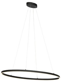 Candeeiro suspenso design preto oval incluindo LED regulável em 3 etapas - Ovallo Design