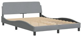 Cama com colchão 140x190 cm tecido cinzento-claro