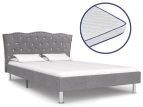 vidaXL Cama c/ colchão espuma memória 140x200cm tecido cinzento-claro
