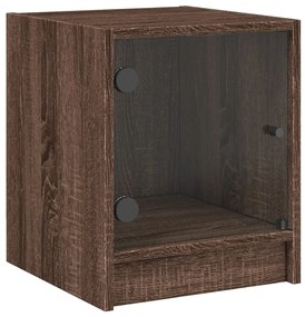 Mesas cabeceira portas vidro 2 pcs 35x37x42cm carvalho castanho