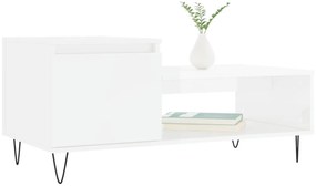 Mesa de centro 100x50x45 cm derivados madeira branco brilhante