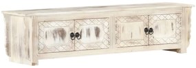 Móvel de TV 140x30x35 cm madeira de mangueira maciça branco