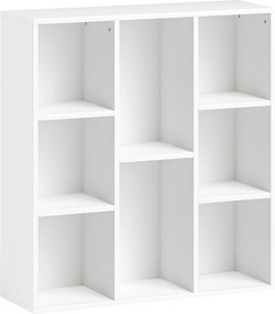 HOMCOM Estante de 3 Níveis Estante para Livros com 8 Compartimentos Desenho Vertical ou Horizontal 74,3x24x80 cm Branco | Aosom Portugal