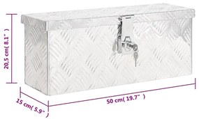 Caixa de arrumação 50x15x20,5 cm alumínio prateado