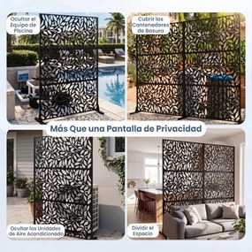 Biombo de Privacidade Exterior, 121 x 40 x 183 cm, Base Independente, Preto