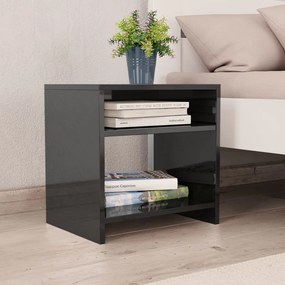 vidaXL Mesa-de-cabeceira 40x30x40 cm aglomerado preto brilhante