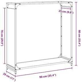 Suporte para lenha 90x28x90 cm aço laminado a frio antracite