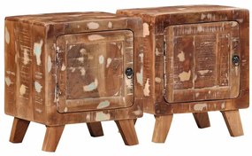 Mesas de cabeceira 2 pcs 40x32x46 cm madeira recuperada maciça