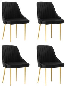 vidaXL Cadeiras de jantar 4 pcs veludo preto