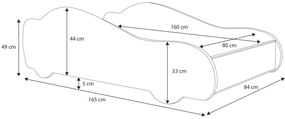 Cama infantil BATCAR 160x80 multicolorida - com colchão e estrado incluído
