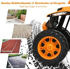 Moto 4 para crianças elétrica a bateria 12V Marcha à frente e atrás Velocidade alta e baixa com música Luzes LEDs Laranja