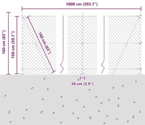 Conjunto de Postes de Cerca Prateado 10 x 1.5 m Aço Galvanizado