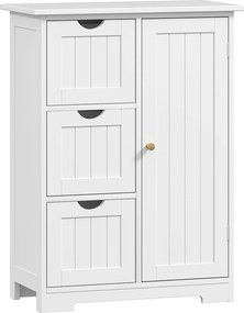 HOMCOM Armário de banheiro, Cômoda de banheiro, 3 gavetas, prateleira, MDF, Branco | Aosom Portugal