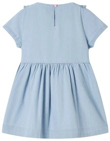 Vestido de criança com folhos azul-suave 140