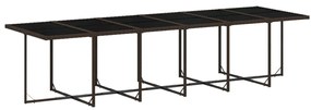 17 pcs conjunto jantar p/ jardim c/ almofadões vime PE castanho