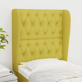 vidaXL Cabeceira de cama c/ abas tecido 83x23x118/128 cm verde
