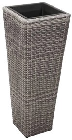 Vasos/floreiras de jardim elevados 3 pcs vime PE cinzento