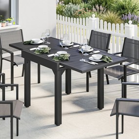 Mesa de Jantar Jardim Extensível 80-160 cm - Mesa de Jardim Retangular para 4-6 Pessoas, Terraço, Preto