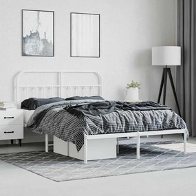 Estrutura de cama com cabeceira 150x200 cm metal branco