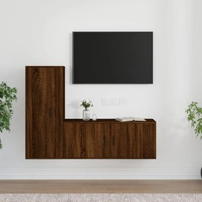 Conjunto móveis de TV 2pcs madeira processada carvalho castanho