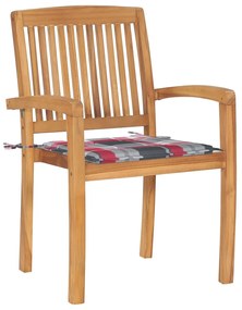 Cadeiras de jardim empiháveis c/ almofadões 4 pcs teca maciça