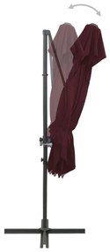 Guarda-sol de jardim cantilever c/ toldo duplo 250x250 cm bordô