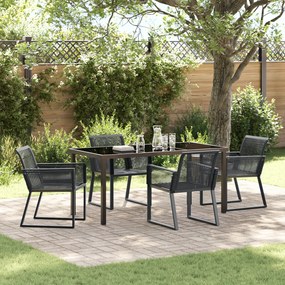 vidaXL Conjunto de Jantar de 5 Peças Preto Rattan Poliéster