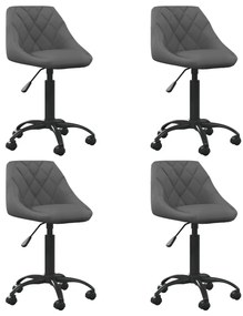 vidaXL Cadeiras de jantar giratórias 4 pcs veludo cinzento-escuro