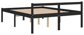 Cama para idosos king size 150x200 cm pinho maciço preto