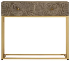 Mesa consola 90x30x76 cm madeira de mangueira maciça e ferro