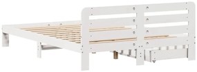 Cama sem colchão 135x190 cm madeira de pinho maciça branco