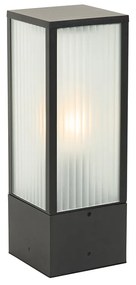 LED Candeeiro de pé inteligente para exterior preto com vidro canelado 40 cm incluindo WiFi A60 - Charlois Moderno