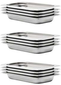 50893 vidaXL Recipientes gastronorm 12 pcs GN 1/3 40 mm aço inoxidável
