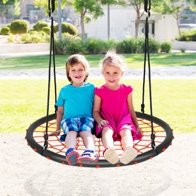 Baloiço Infantil Rede Redonda com Cordas Ajustáveis Ideal para Parque Infantil Jardim de Árvores 100 cm Laranja