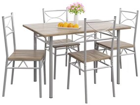 Conjunto de jantar com mesa e 4 cadeiras Paul 5 peças em carvalho