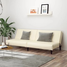 337661 vidaXL Sofá-cama de 2 lugares couro artificial cor creme
