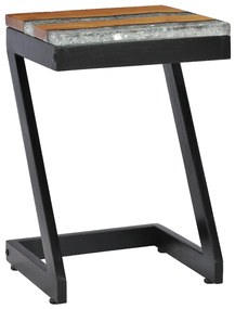 Mesa de centro 30x30x50 cm madeira de teca maciça e poliresina