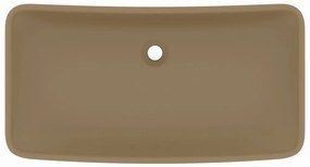 Lavatório luxuoso retangular 71x38 cm cerâmica creme mate