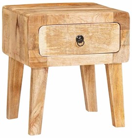 vidaXL Mesas de canto com gaveta Castanho Madeira de mangueira maciça