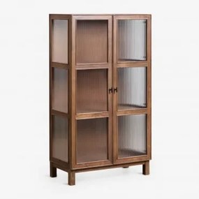 Vitrine Em Madeira De Manga E Vidro Ildara 160x90 Cm & Preto - Madeira De Manga Escura - Sklum