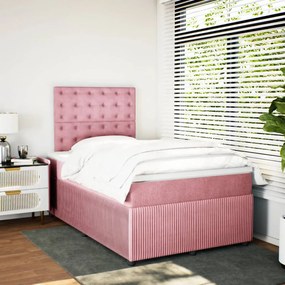 Cama boxspring com colchão 120x190 cm veludo rosa