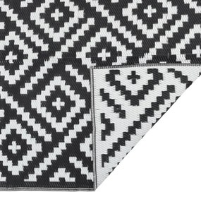 Tapete de exterior 80x250 cm ARAKIL PP Branco e Preto