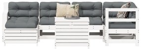 7 pcs conjunto de sofás para jardim pinho maciço branco