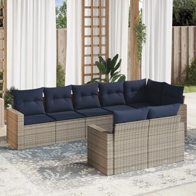 vidaXL 8 pcs conjunto sofás p/ jardim c/ almofadões vime PE cinzento